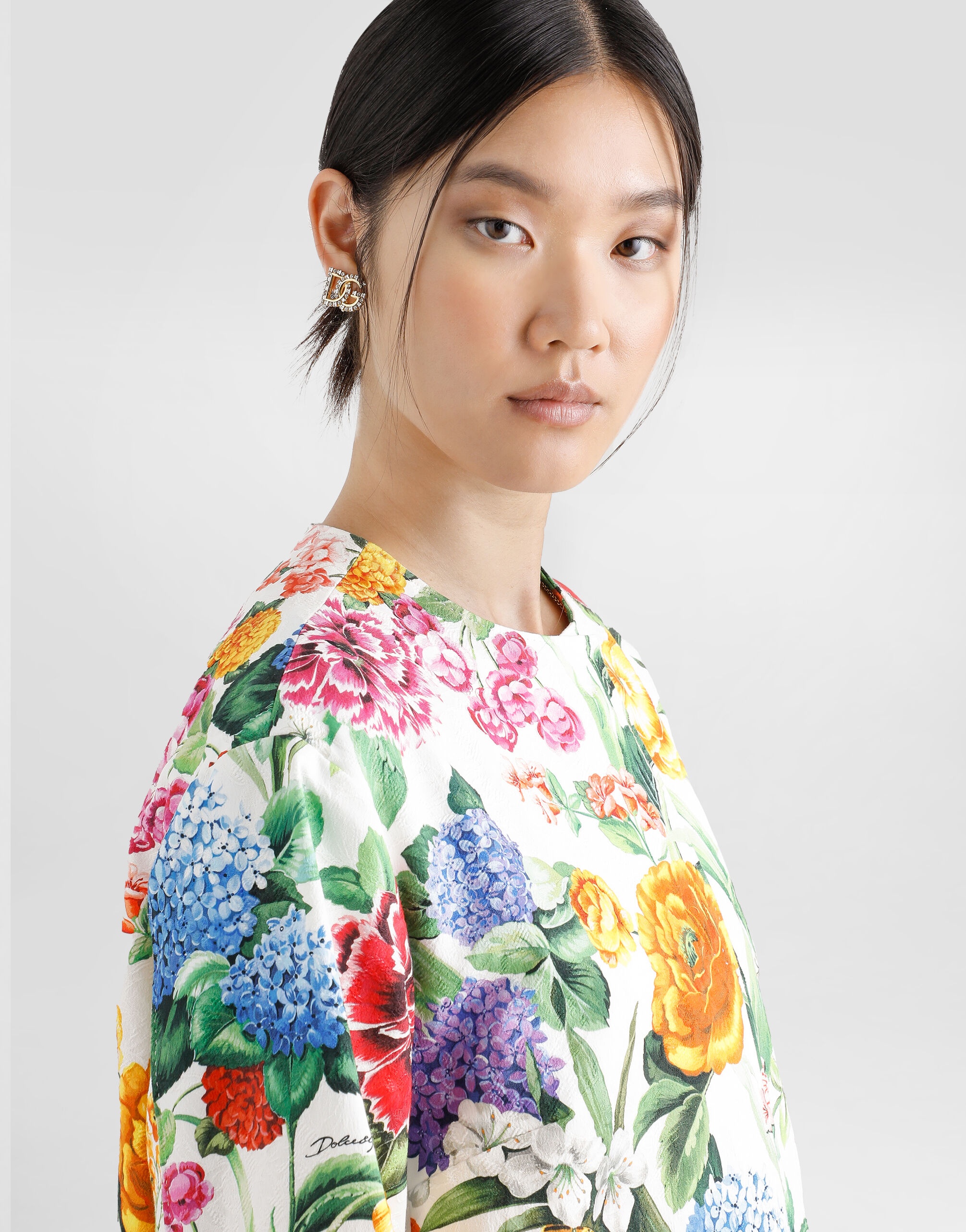 Floral-print cotton jacquard coat - 5