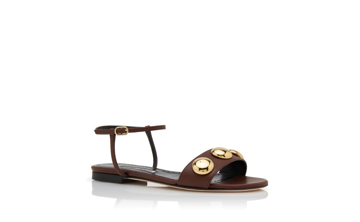 Dark Brown Calf Leather Open Toe Sandals - 3