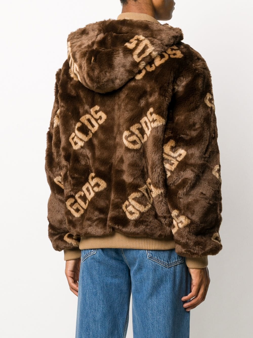 faux fur logo jacket - 4