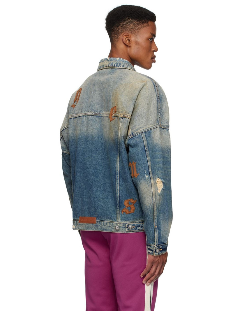 Blue Oversize Logo Patches Denim Jacket 3