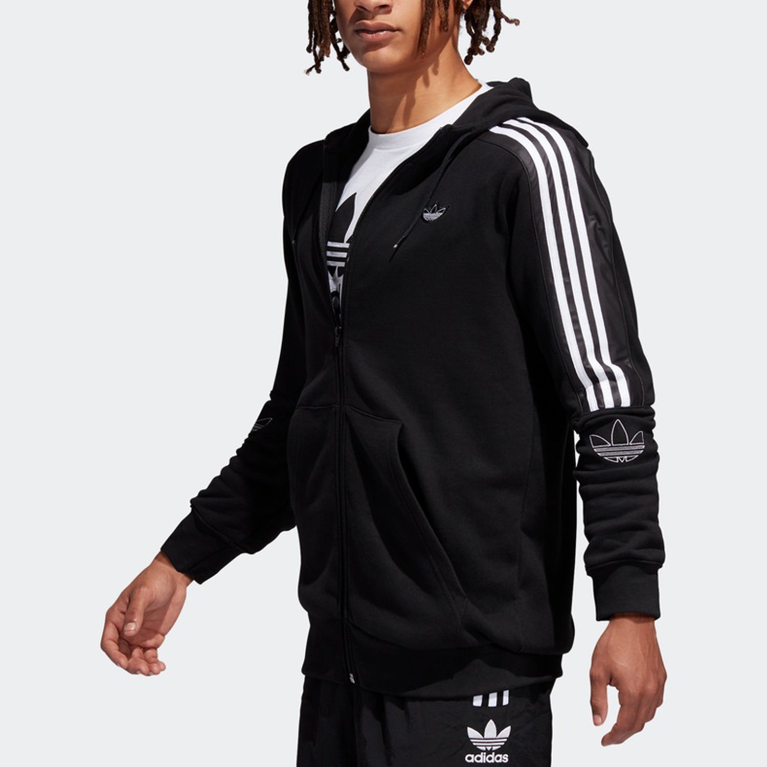 adidas originals logo Printing Casual Hooded Jacket Black ED4695 - 6