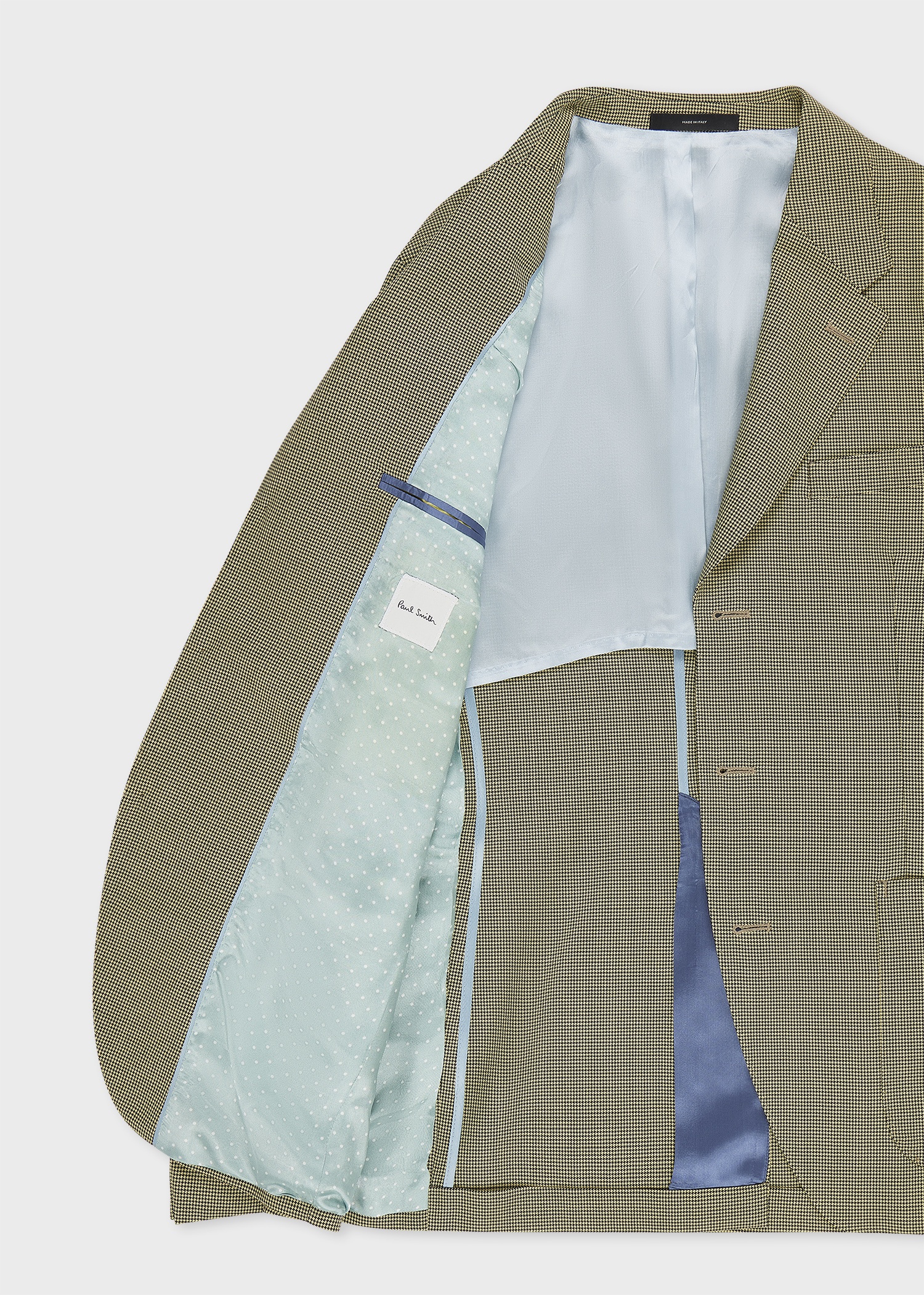Yellow Overdyed Micro Houndstooth Wool Blazer - 4