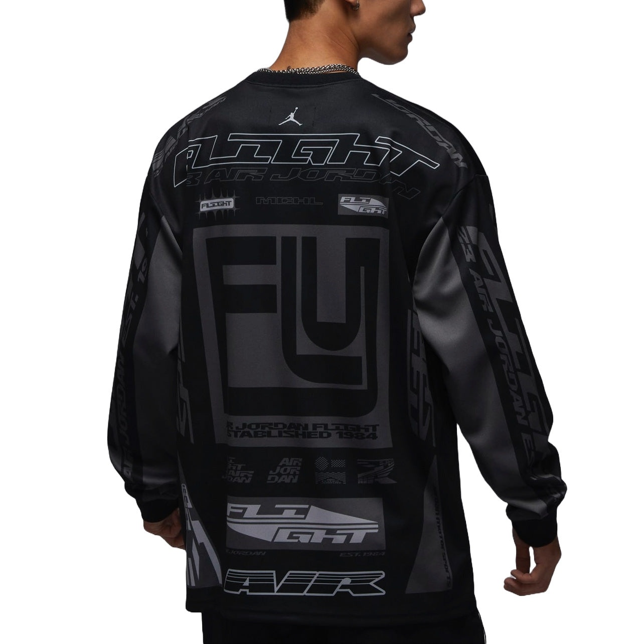 Air Jordan MVP Graphic Sweatshirt Asia Sizing 'Black Grey' FV7240-010 - 2