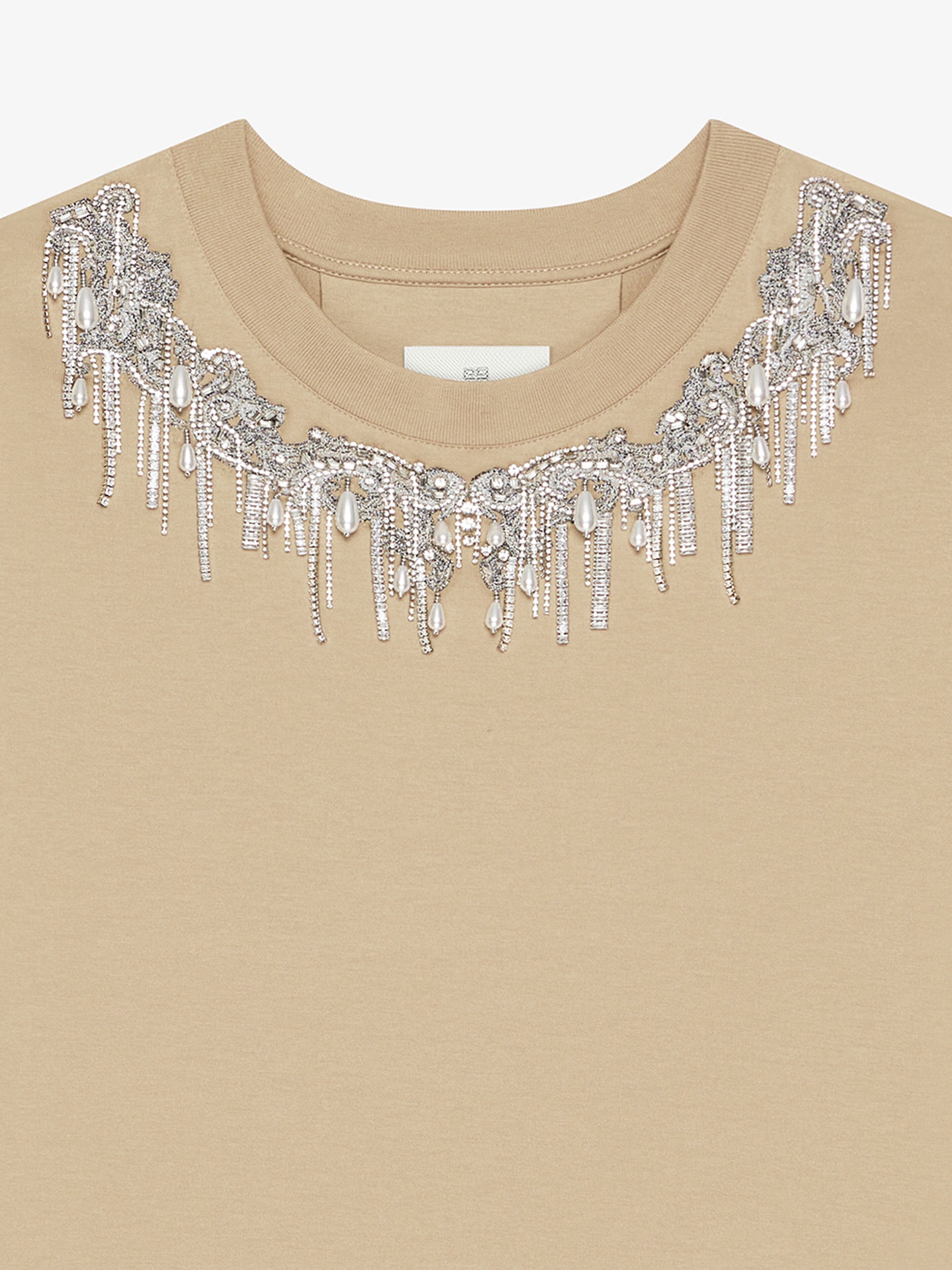 T-SHIRT IN COTTON WITH CRYSTALS AND PEARLS - 2