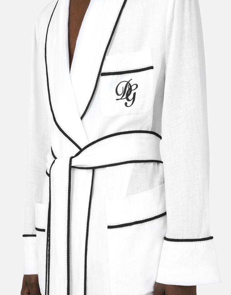 Linen bathrobe with DG embroidery - 4