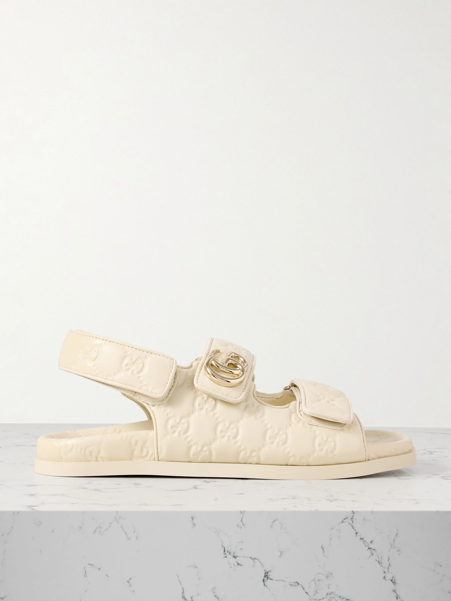 New Marmont GG debossed leather sandals Ivory - 1