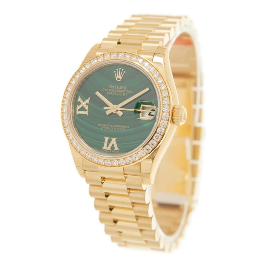 Rolex Datejust 31 Malachite Diamond Dial Ladies 18kt Yellow Gold President Watch 278288MLRDP - 4