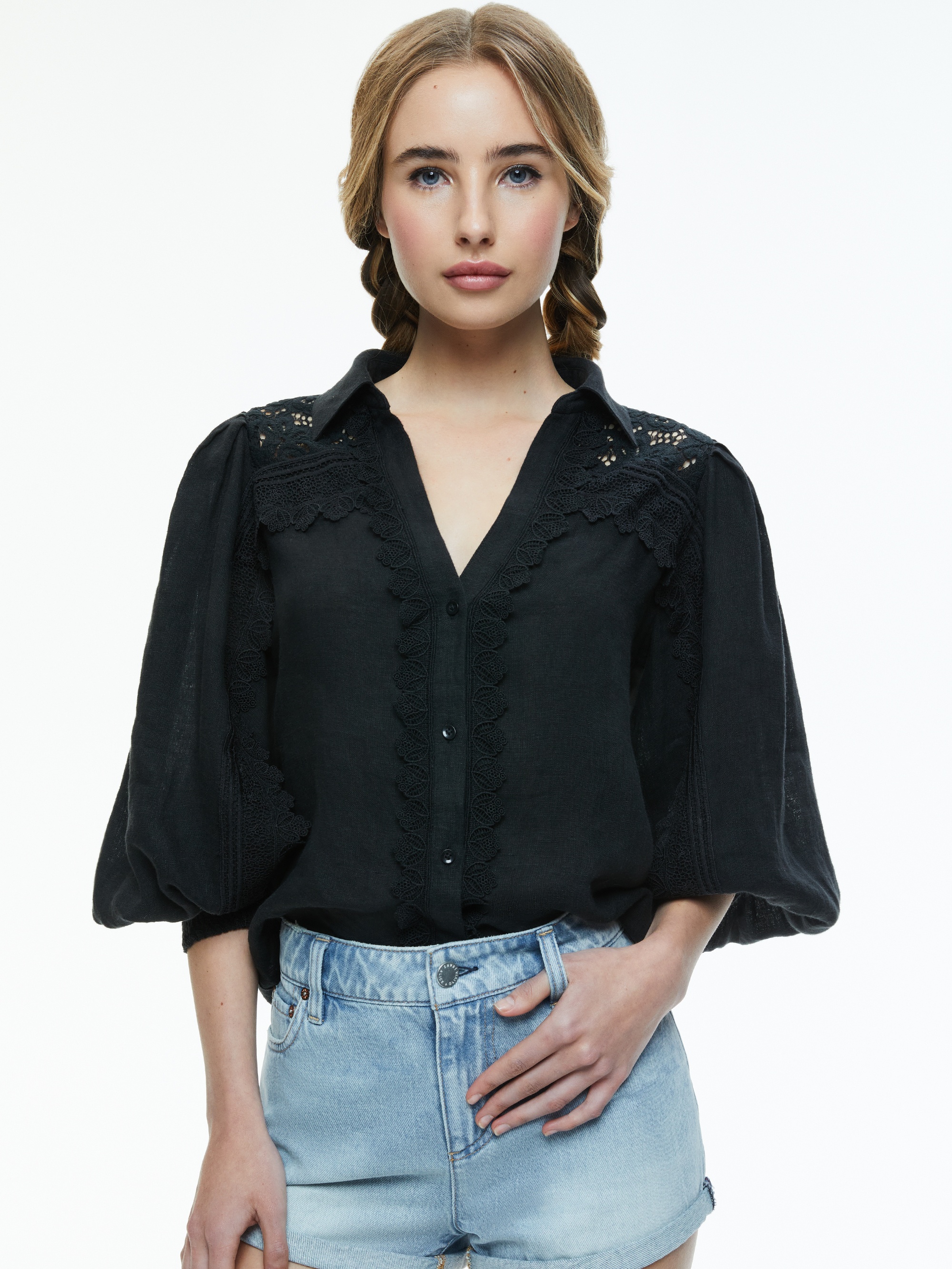 VENTY BUTTON FRONT BLOUSE - 2