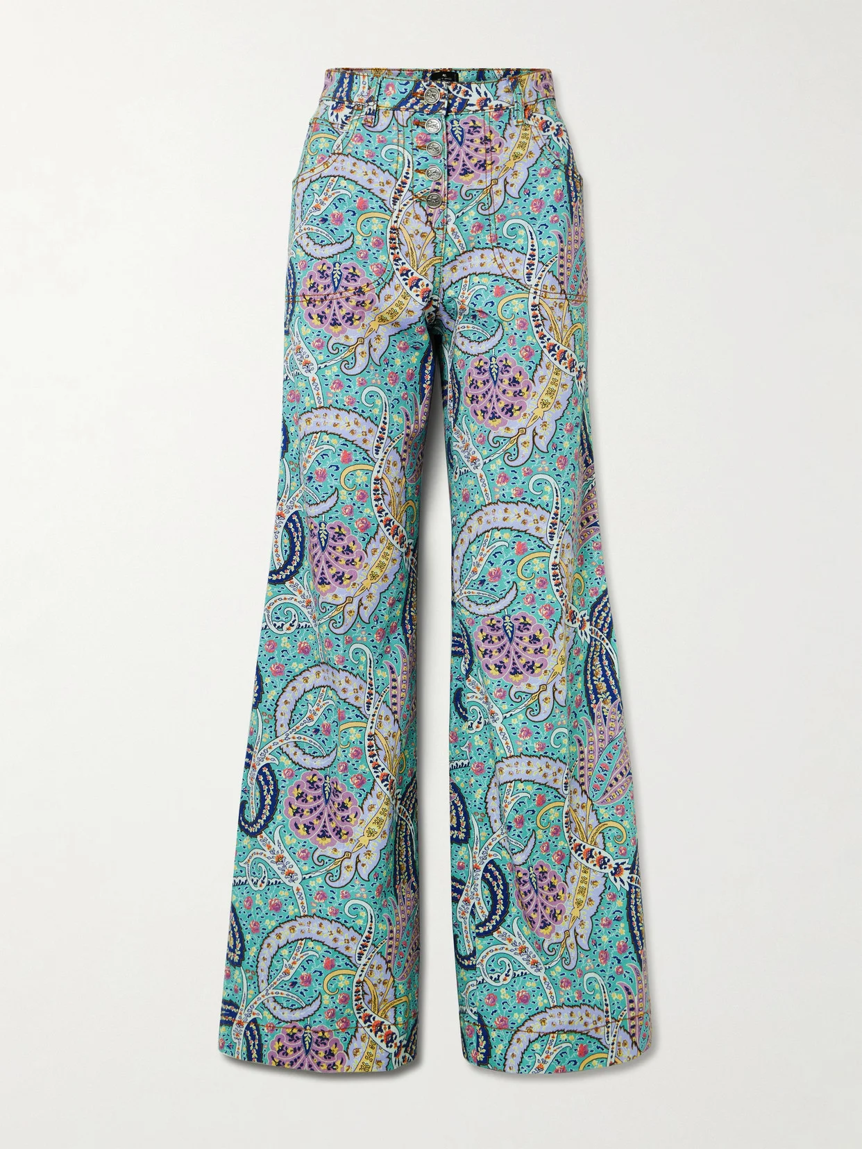 Paisley-print High-rise Wide-leg Jeans - 1