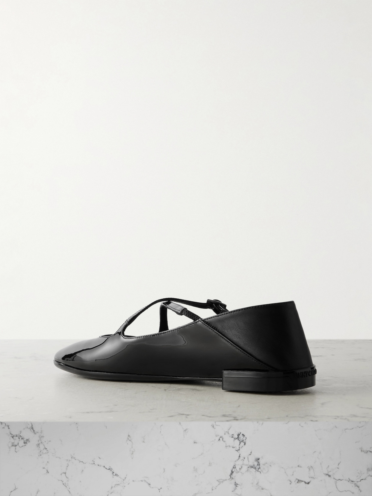 Eleri Collapsible-heel Embellished Patent-leather Ballet Flats - 3