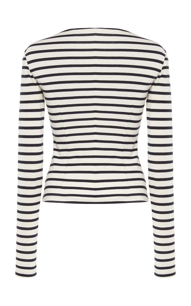 STRIPED FITTED TOP WITH LIP APPLIQUE STRIPED NAVY WHITE 5