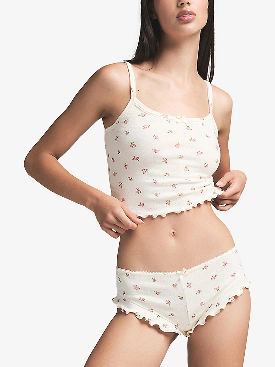 Pointelle Cropped Cami Cotton-Jersey Set - 3