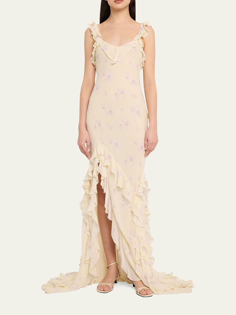 LoveShackFancy Roseline Floral Ruffle Maxi Dress outlook
