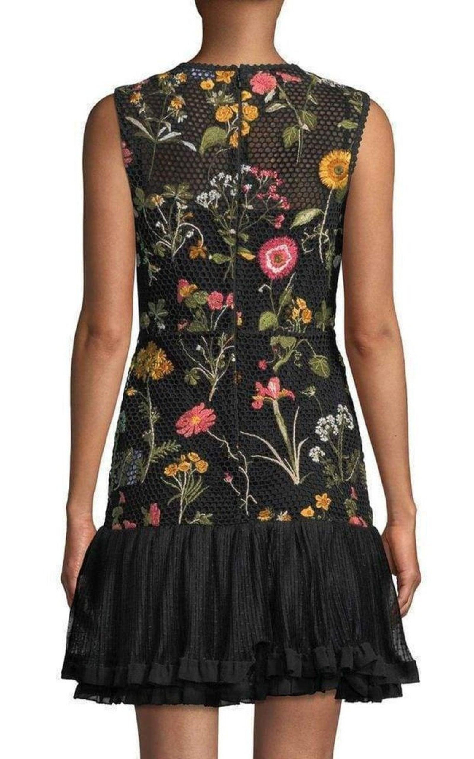 Embroidered Flower Lace Dress - 4