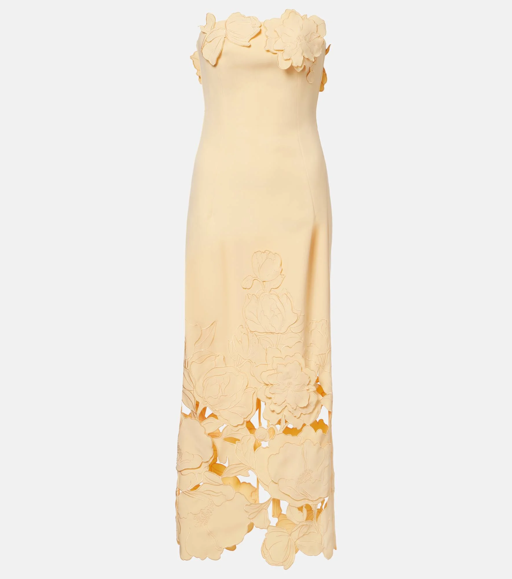 Rayna floral-appliqué strapless midi dress - 1