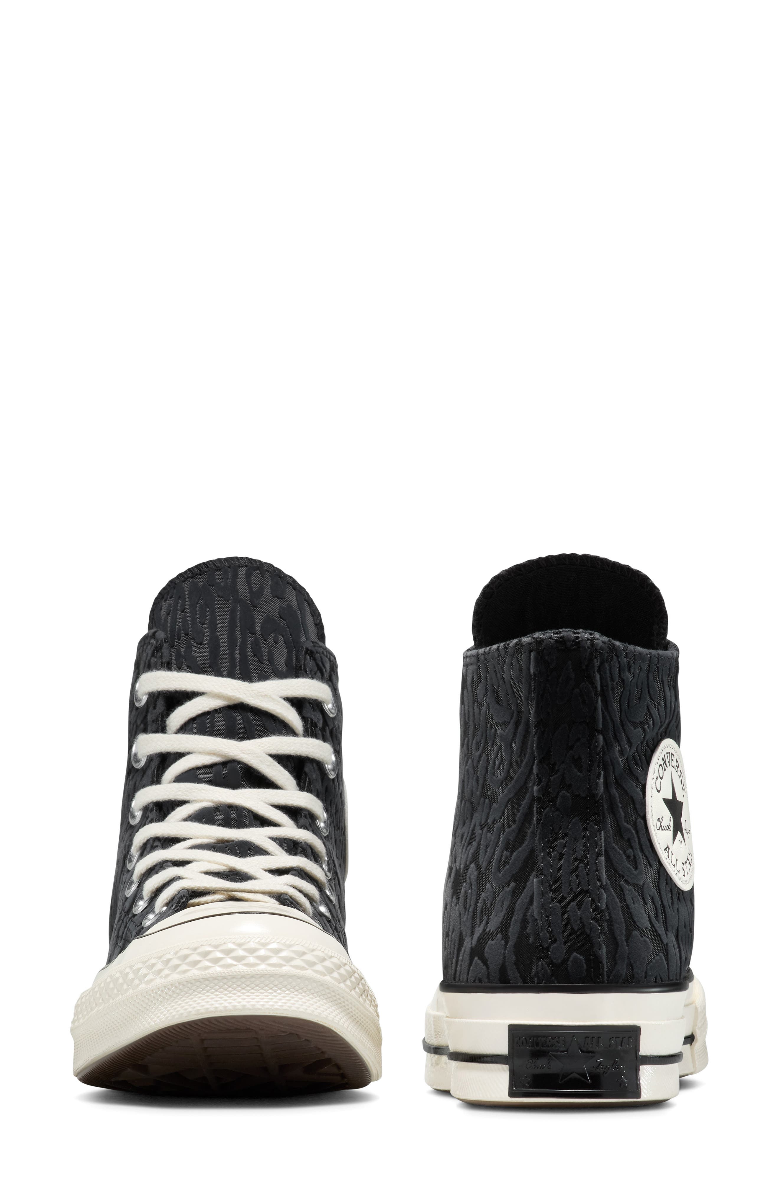 Converse Gender Inclusive Chuck 70 Leopard Flocked Satin Low Top Sneaker in Black/Egret/Total Eclips - 3