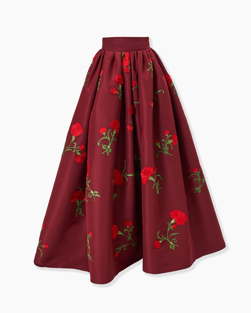 Carnation-Embroidered Ball Skirt 1