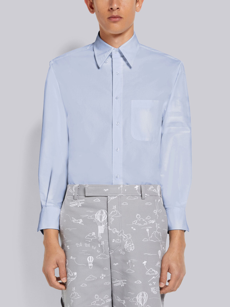 Light Blue Oxford Satin Weave 4-Bar Oversized Shirt - 1