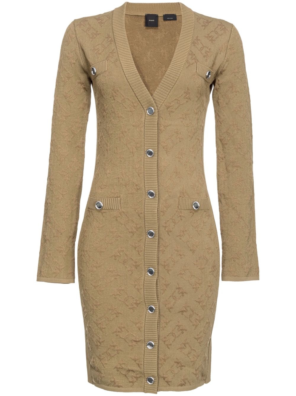 jacquard knitted V-neck dress - 1