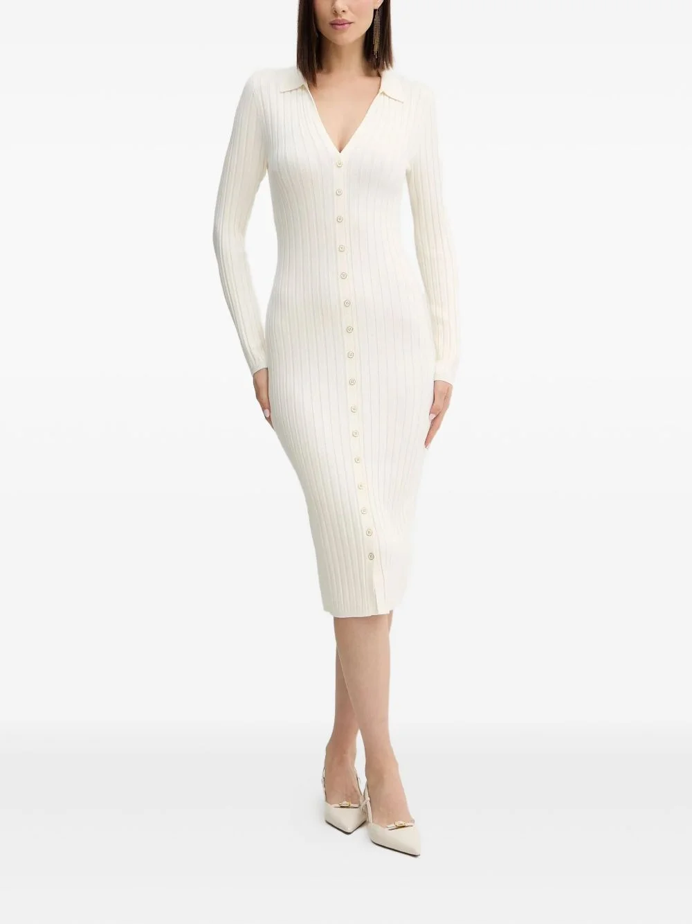 ribbed knit midi dress - 1