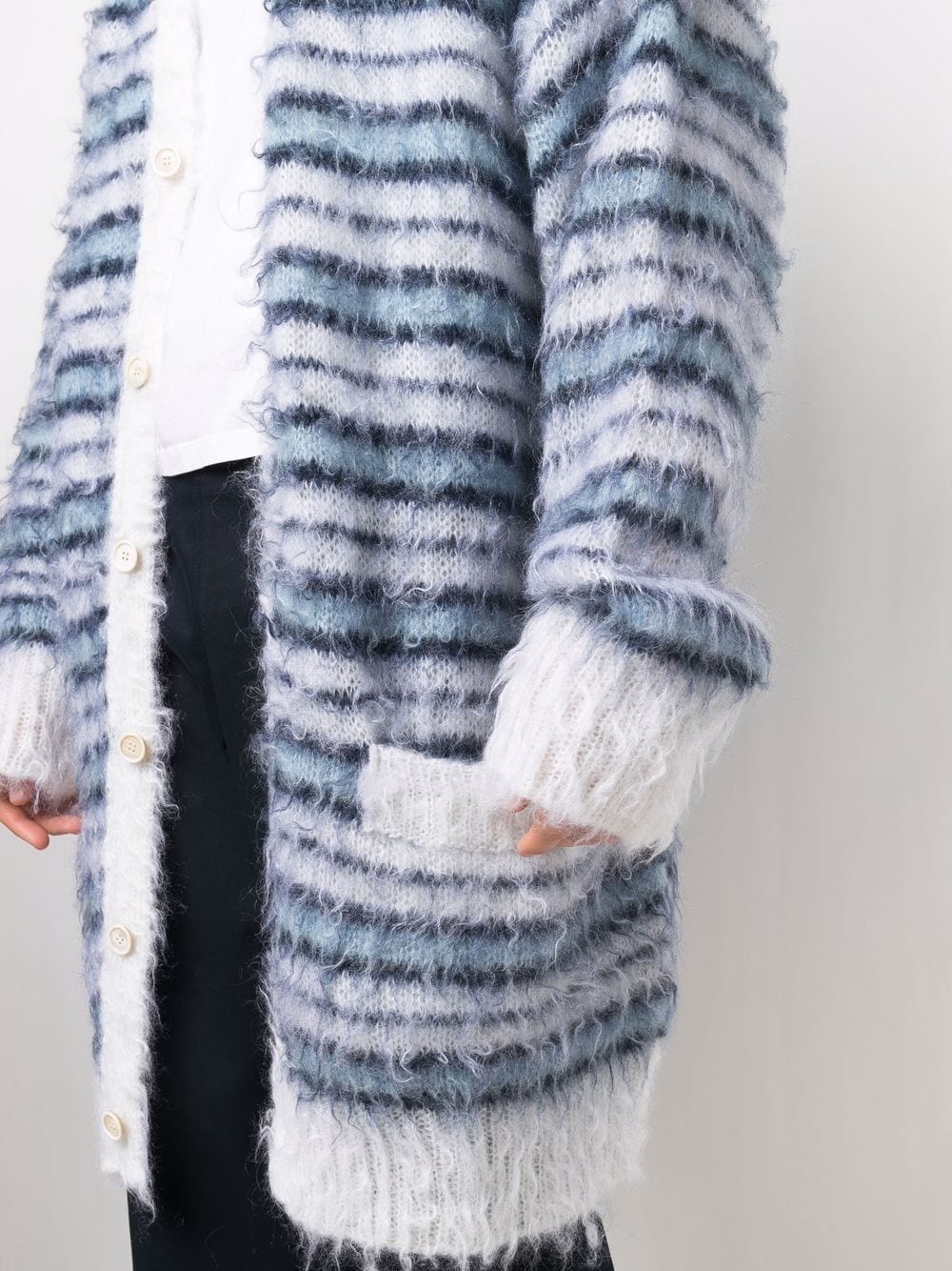 stripe-pattern long cardigan - 5