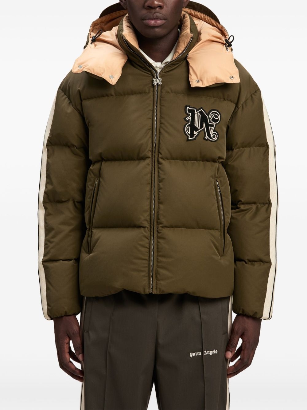 monogram down hooded jacket - 3