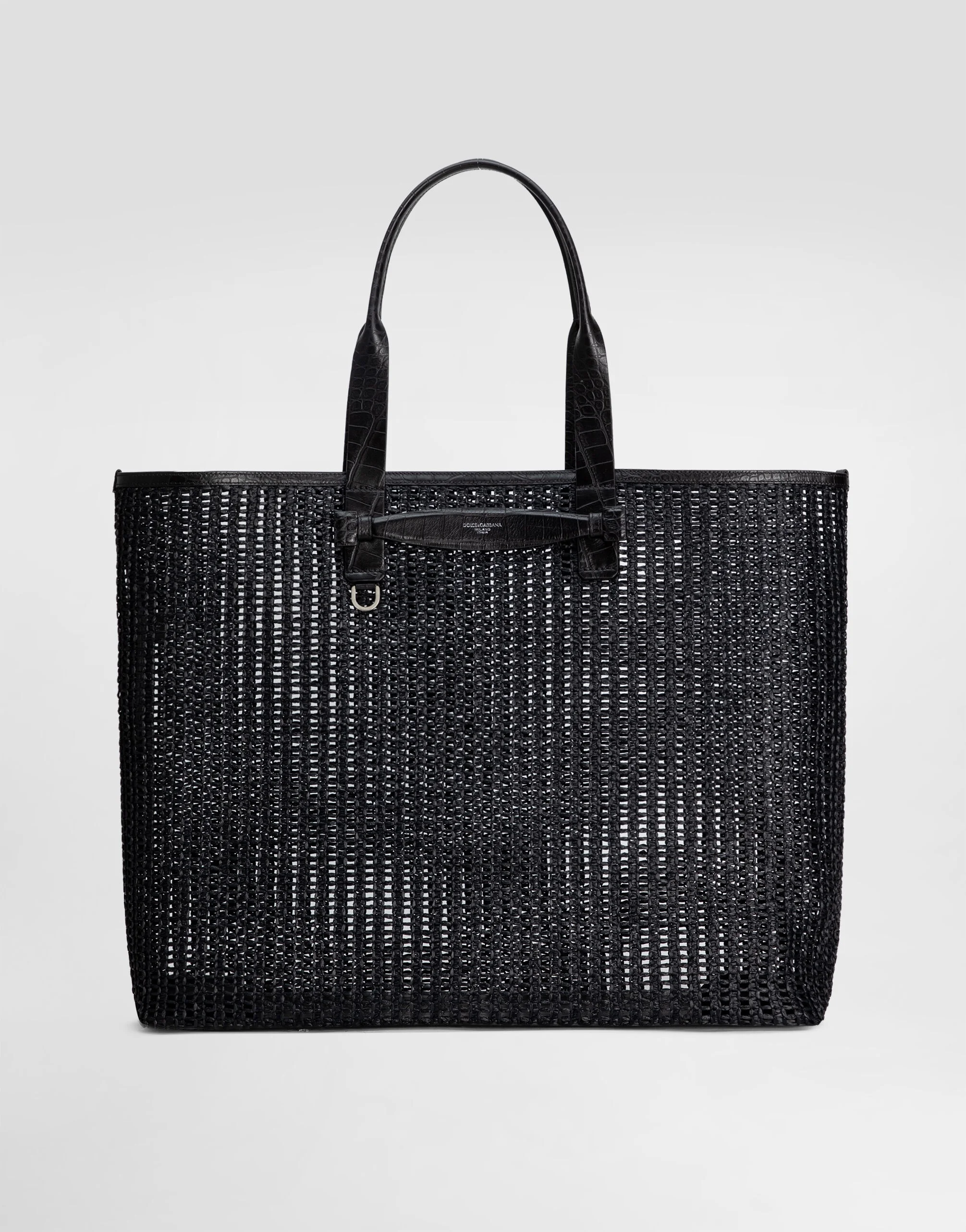 Woven mesh and calfskin shopper - 1