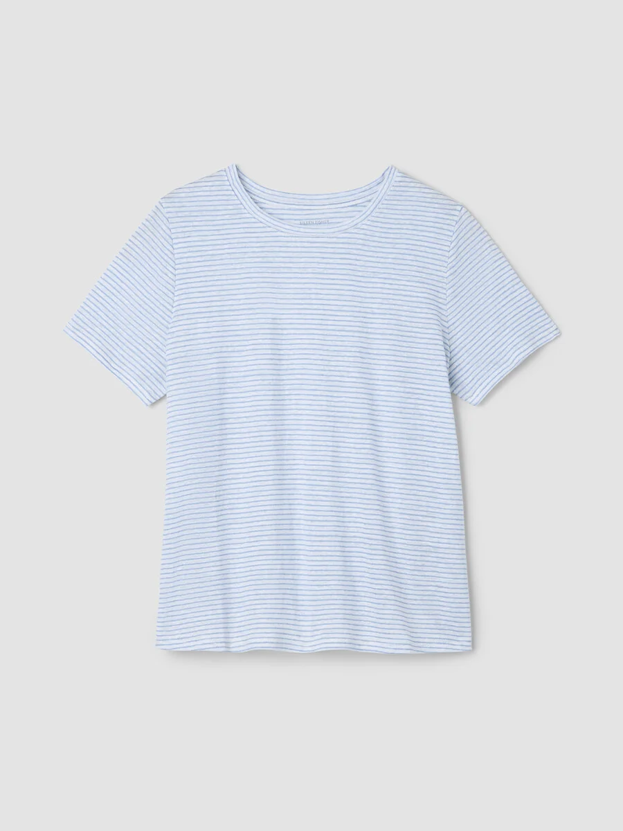 Striped Organic Linen Jersey Crew Neck Tee - 1