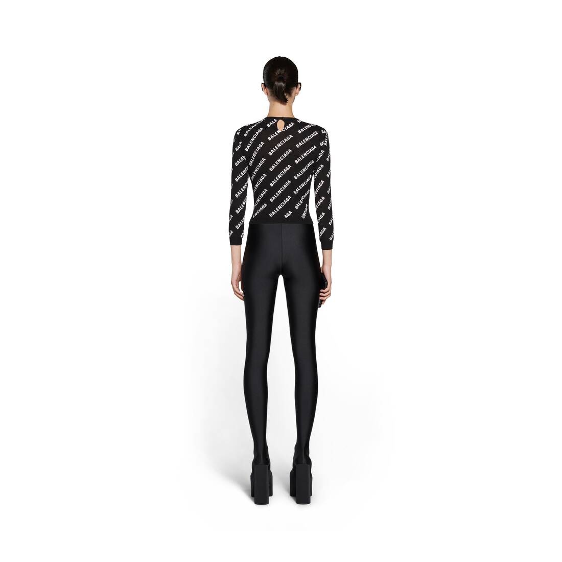 Women's Allover Logo Crop Sweater in Black - 4