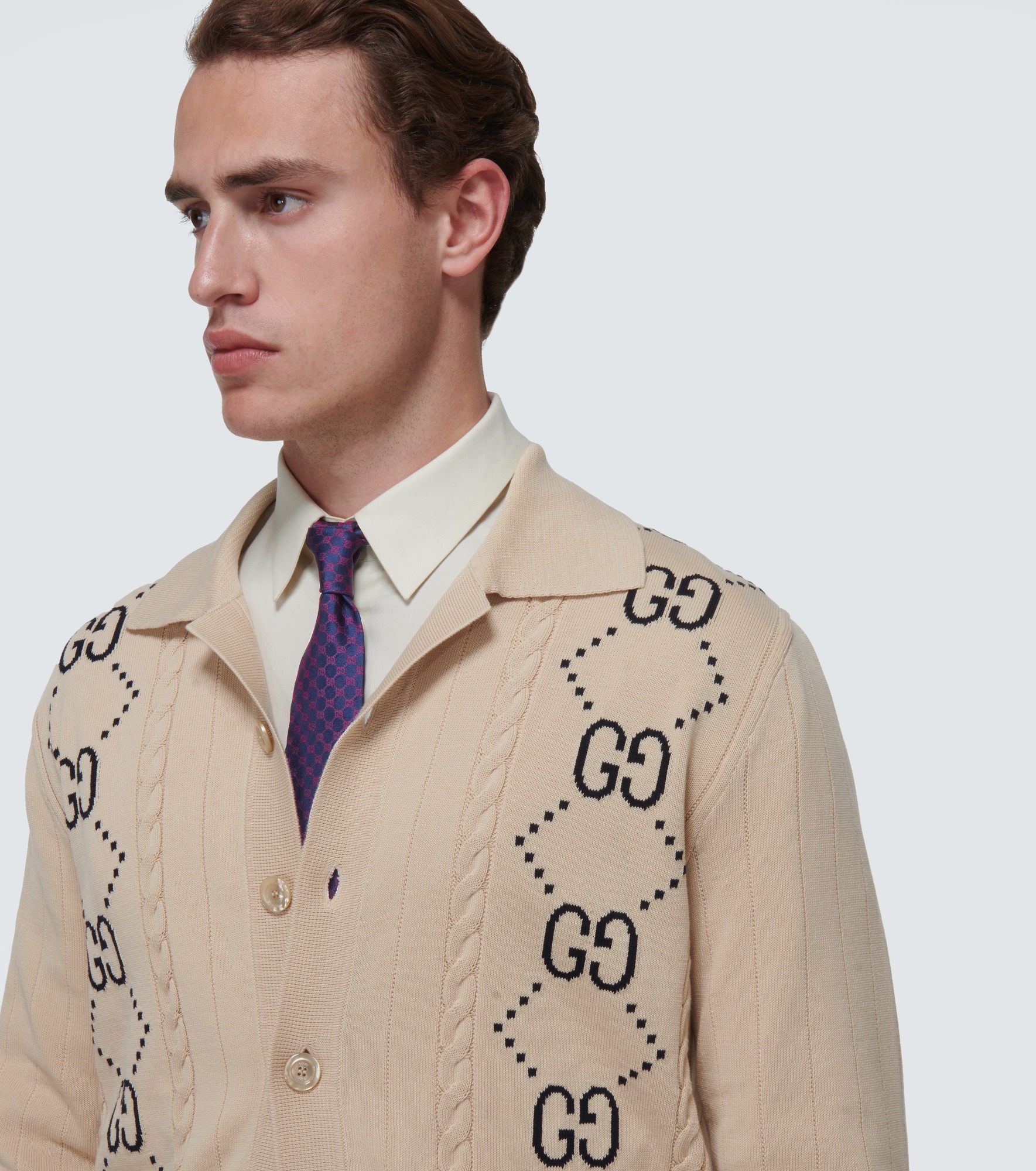 GG jacquard silk tie - 3