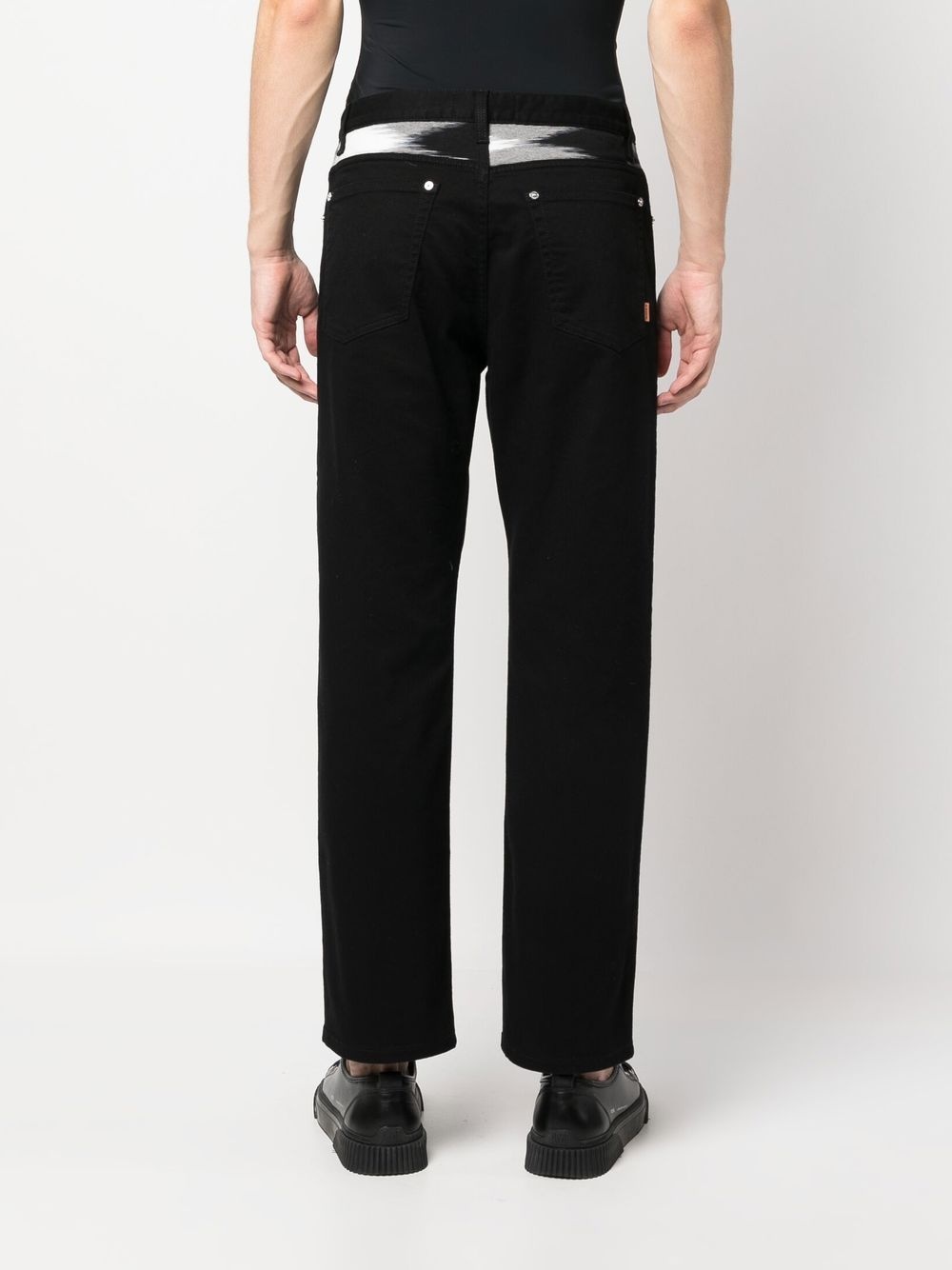 zigzag-detail straight-leg jeans - 4