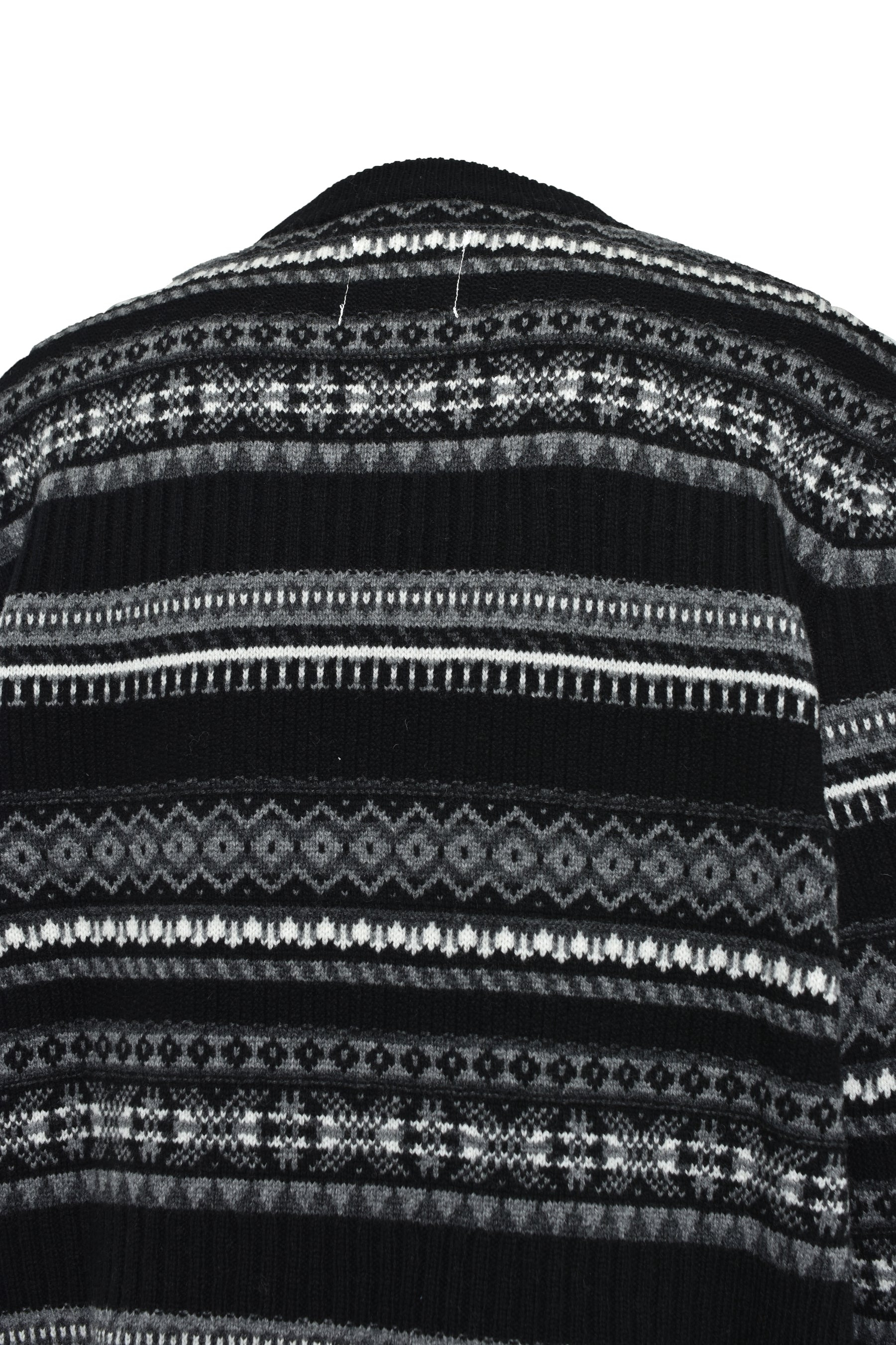 FAIR ISLE CREW NECK SWEATER / BLK MONO - 5
