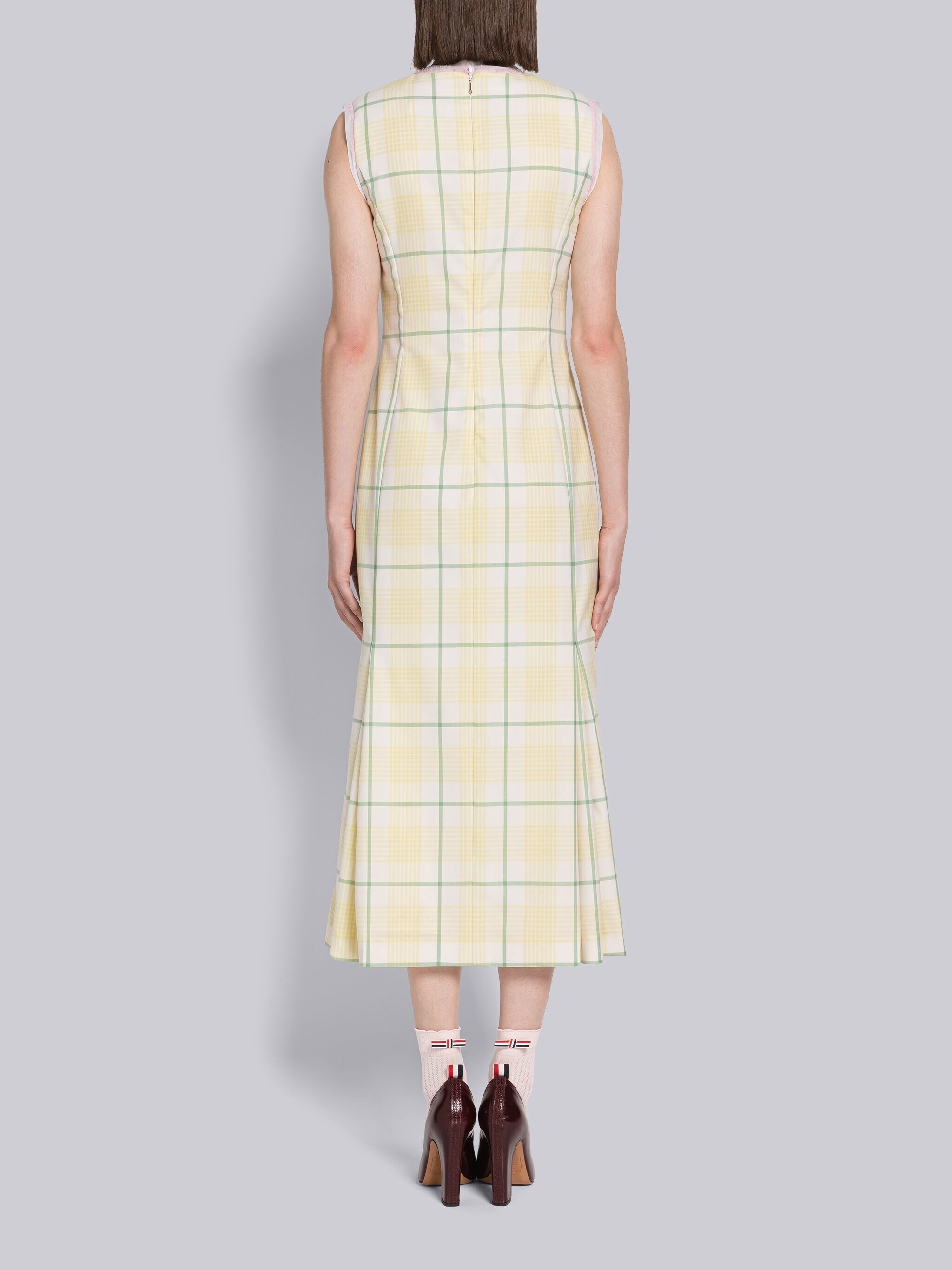 Hairline Check Suiting 4-Bar Pleat Back Dress - 3