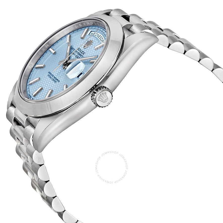 Rolex Day Date 40 Ice Blue Diagonal Motif Dial Platinum President Automatic Men's Watch 228206IBLSP - 2
