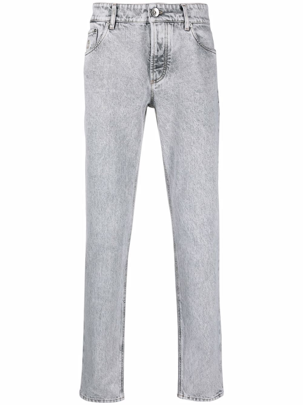 stonewashed slim-fit trousers - 1