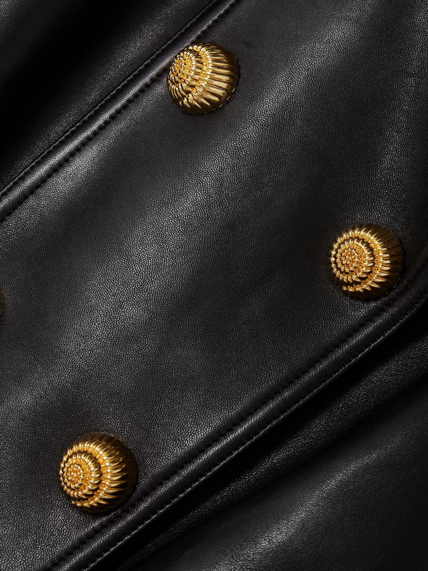 Embellished double-breasted leather jacket - 4