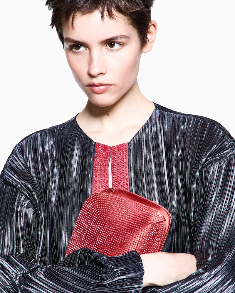 GIORGIO ARMANI SINGLE-BREASTED JACKET IN PLEATED FABRIC WITH RHINESTONES outlook