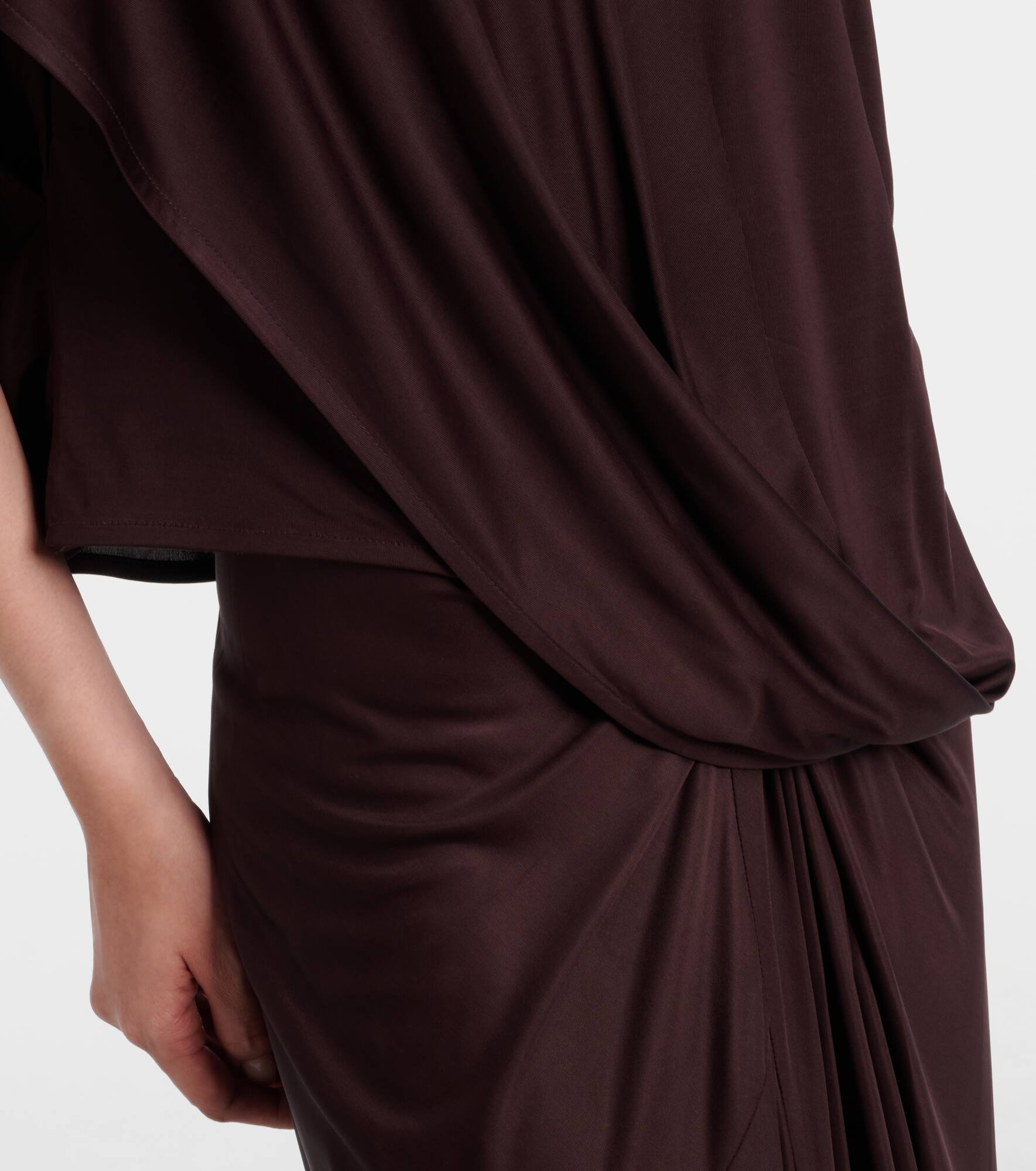 Scarf-detail draped satin top - 5