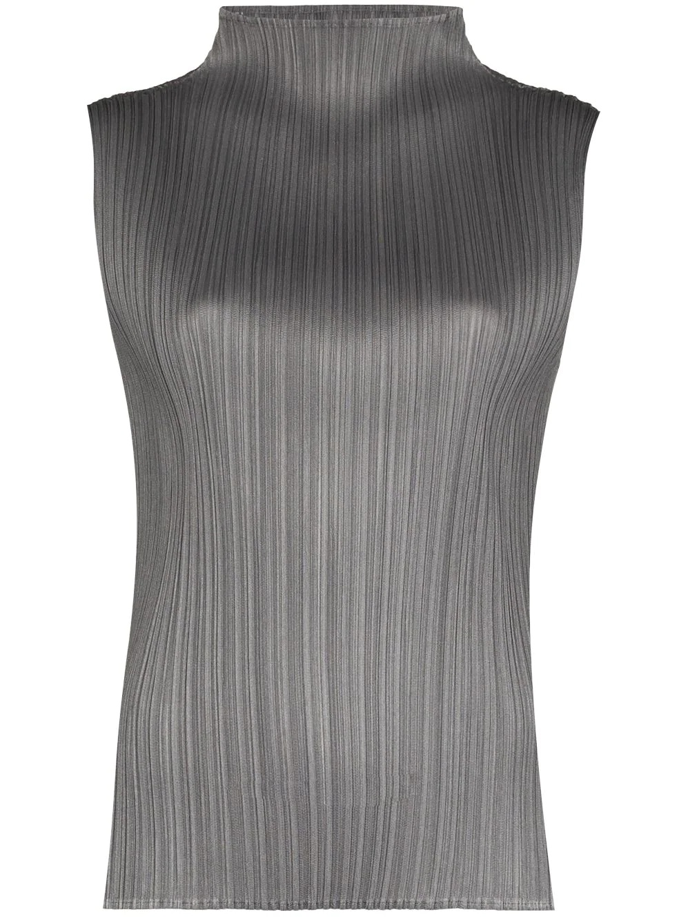 pleated sleeveless high-neck top - 1