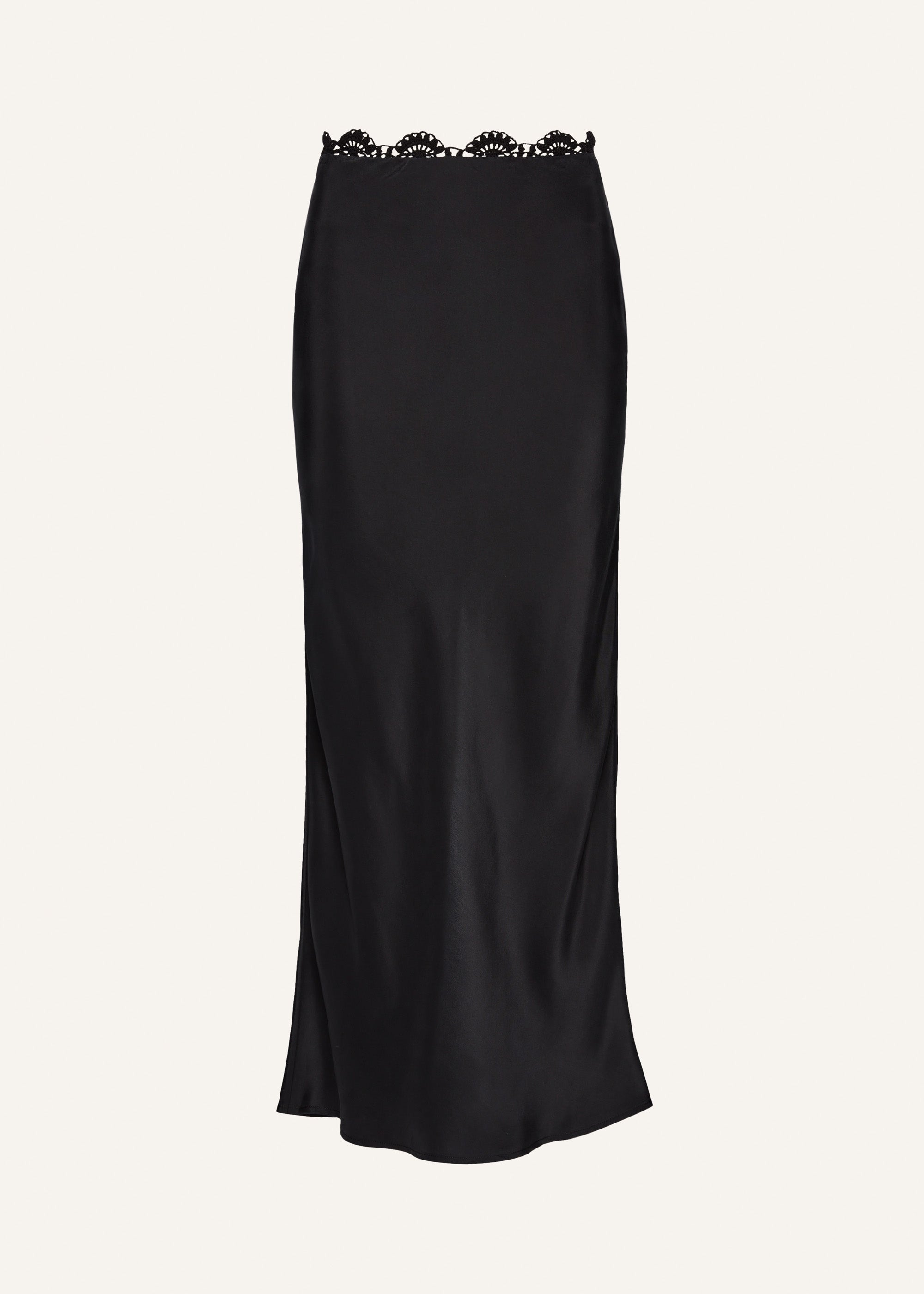 Lace detail midi skirt in black - 1