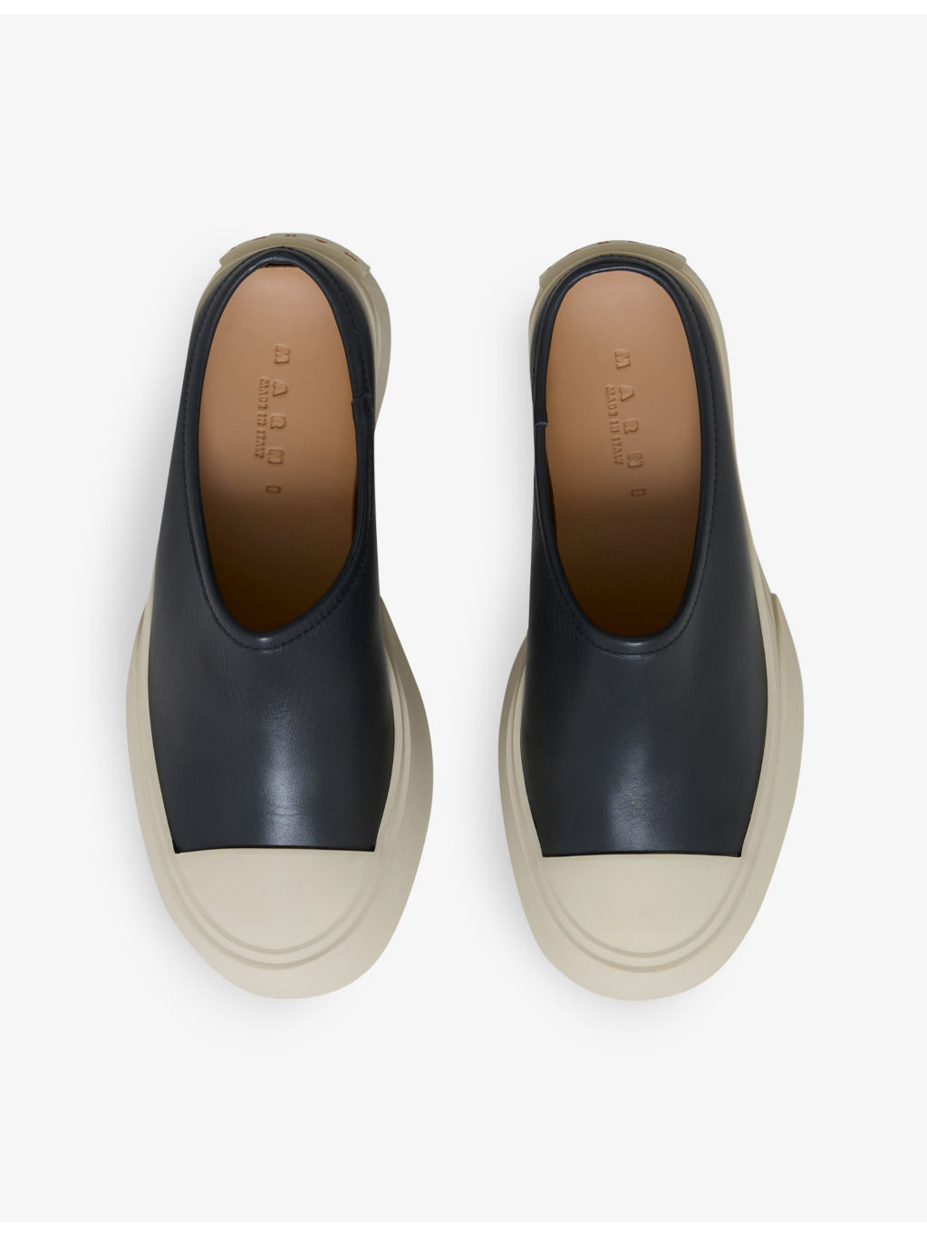 Logo-embossed backless leather trainers - 2