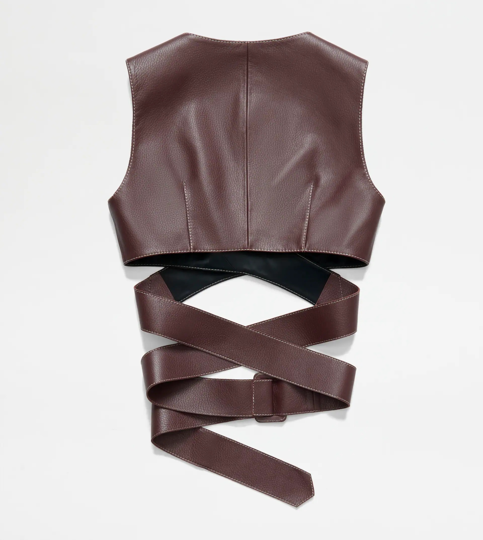 GILET IN LEATHER - BROWN - 8