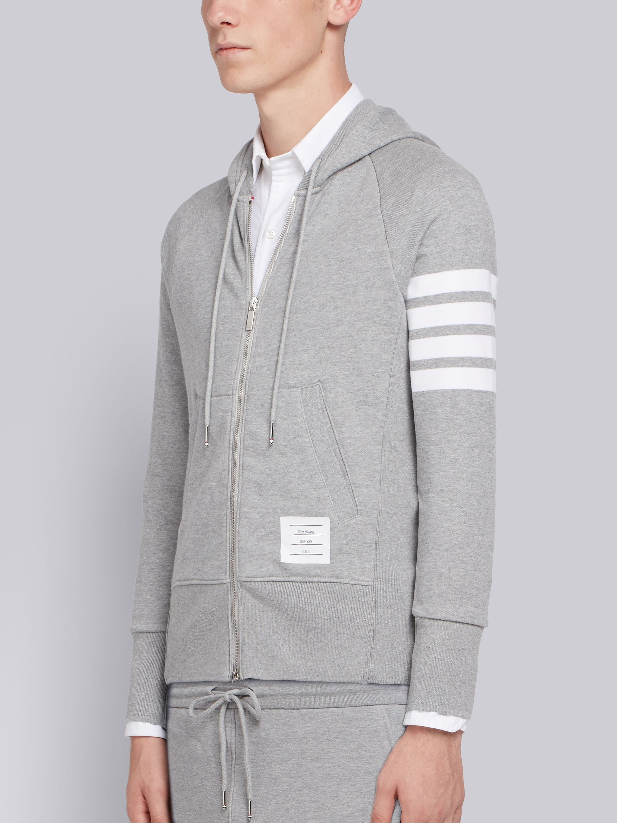 Light Grey Loopback Jersey Knit Engineered 4-bar Classic Hoodie - 2