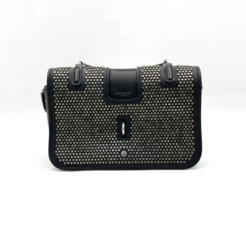 Saint - Saint Laurent Black Leather Studded Two-Way Bag - 1