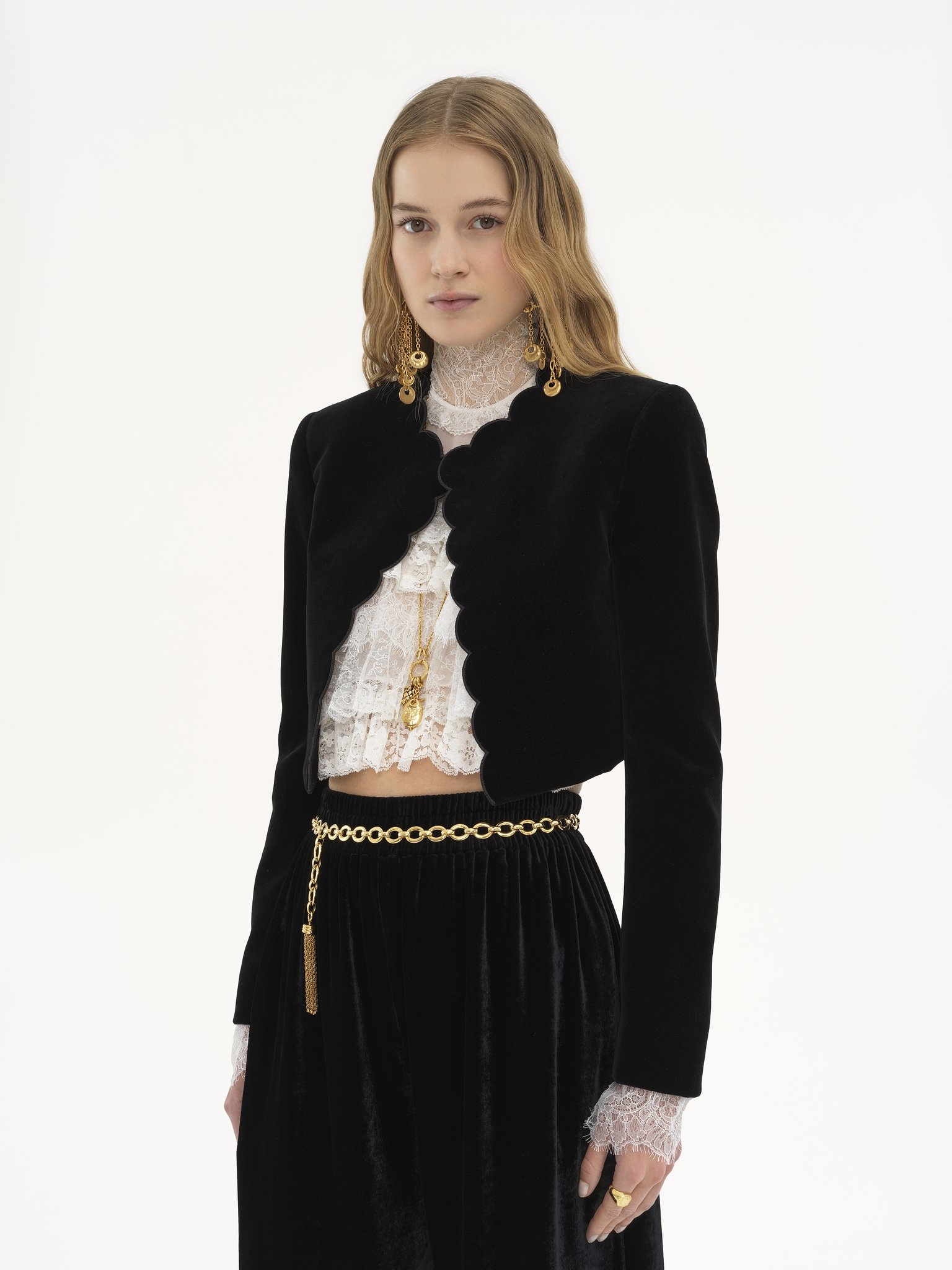 SCALLOPED SPENCER JACKET IN VELVET - 4