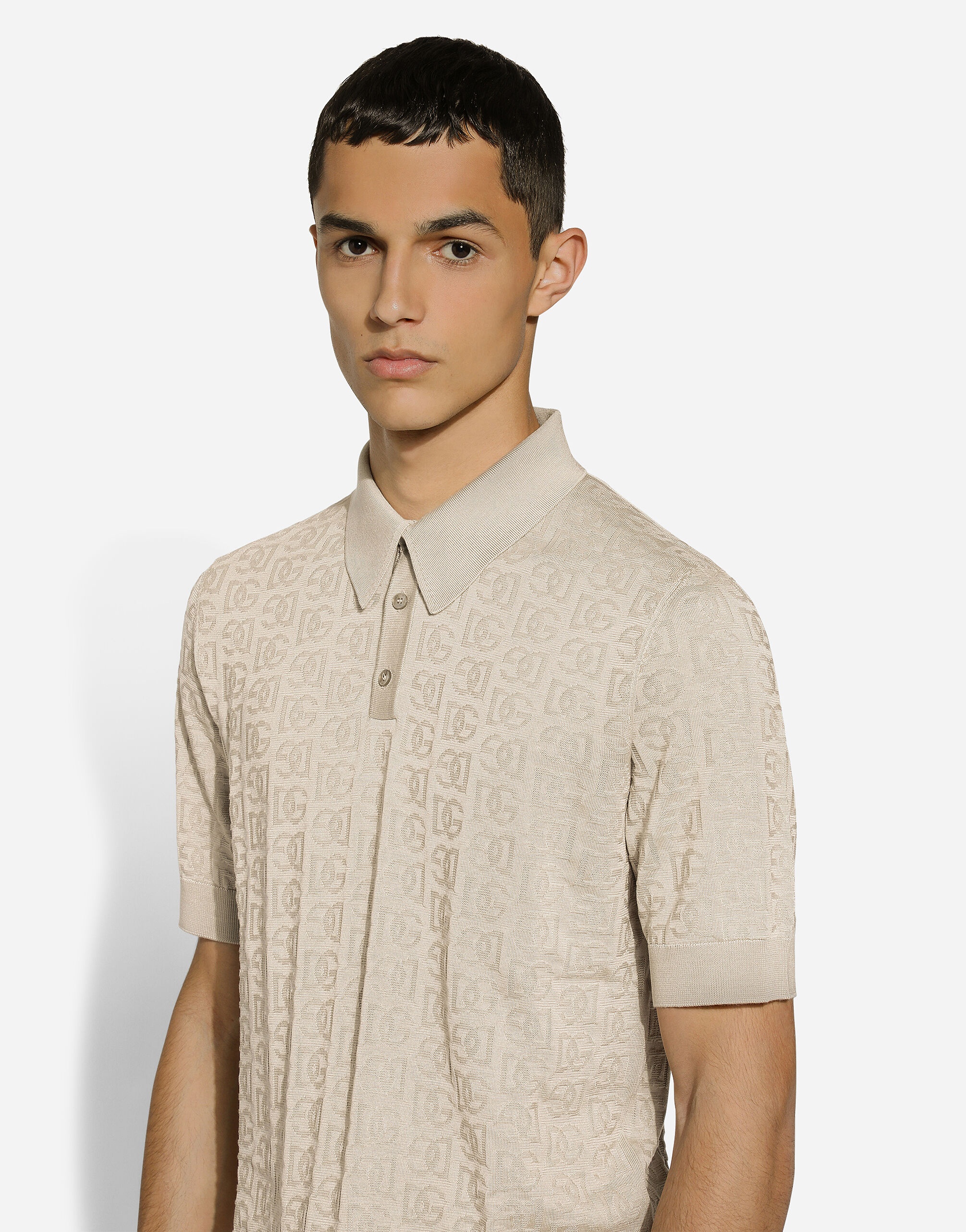 Silk jacquard polo-shirt with DG logo - 4