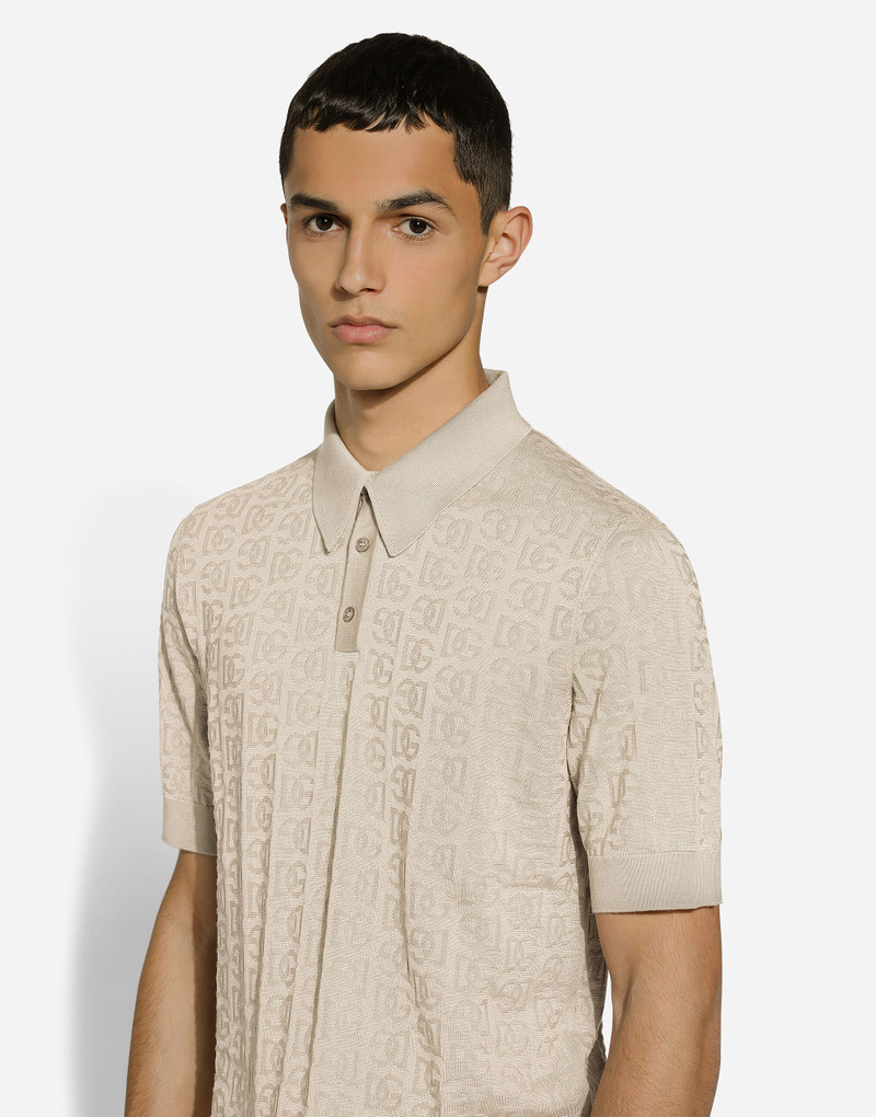 Silk jacquard polo-shirt with DG logo 4