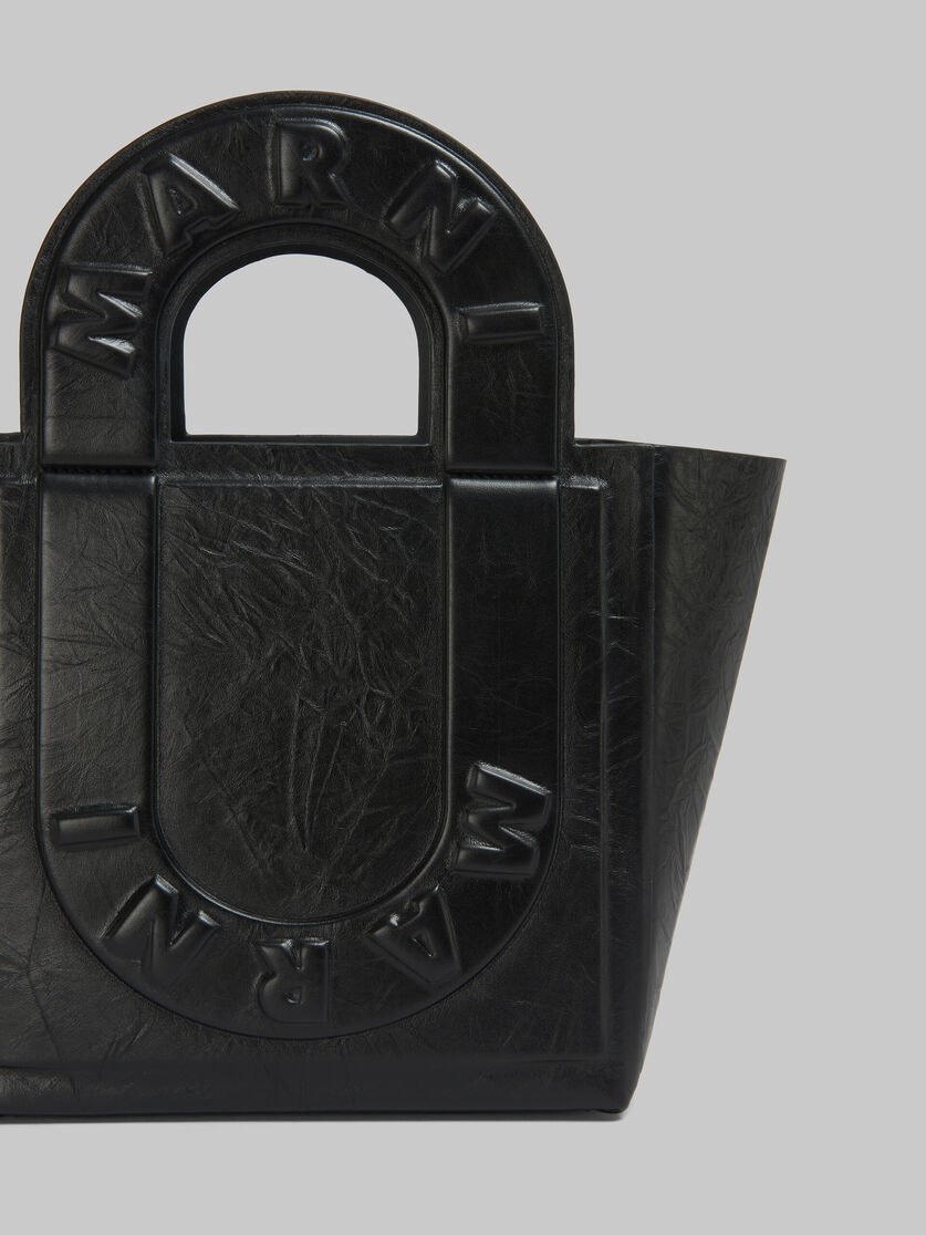 BLACK LEATHER SWEEDY SMALL TOTE BAG - 4
