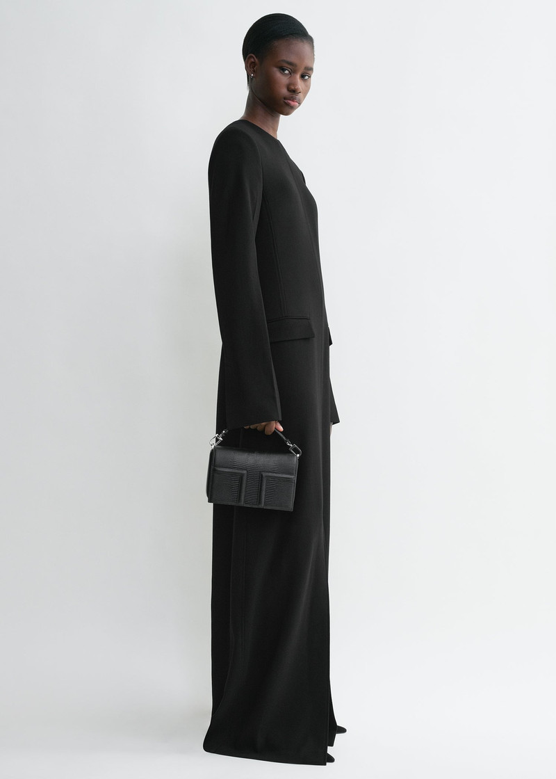 TOTEME Mini T-flap lizard-embossed bag black outlook