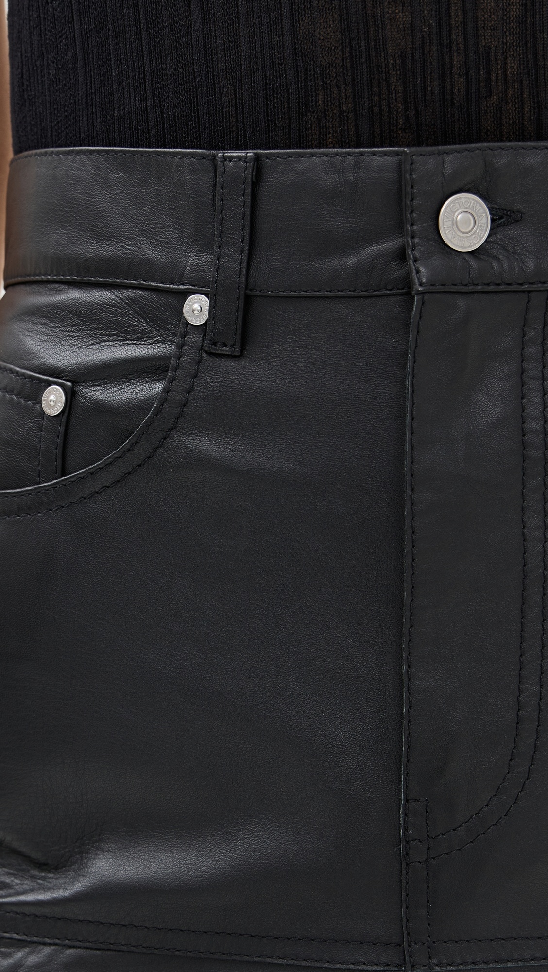 Panelled Leather Flare Skirt - 5
